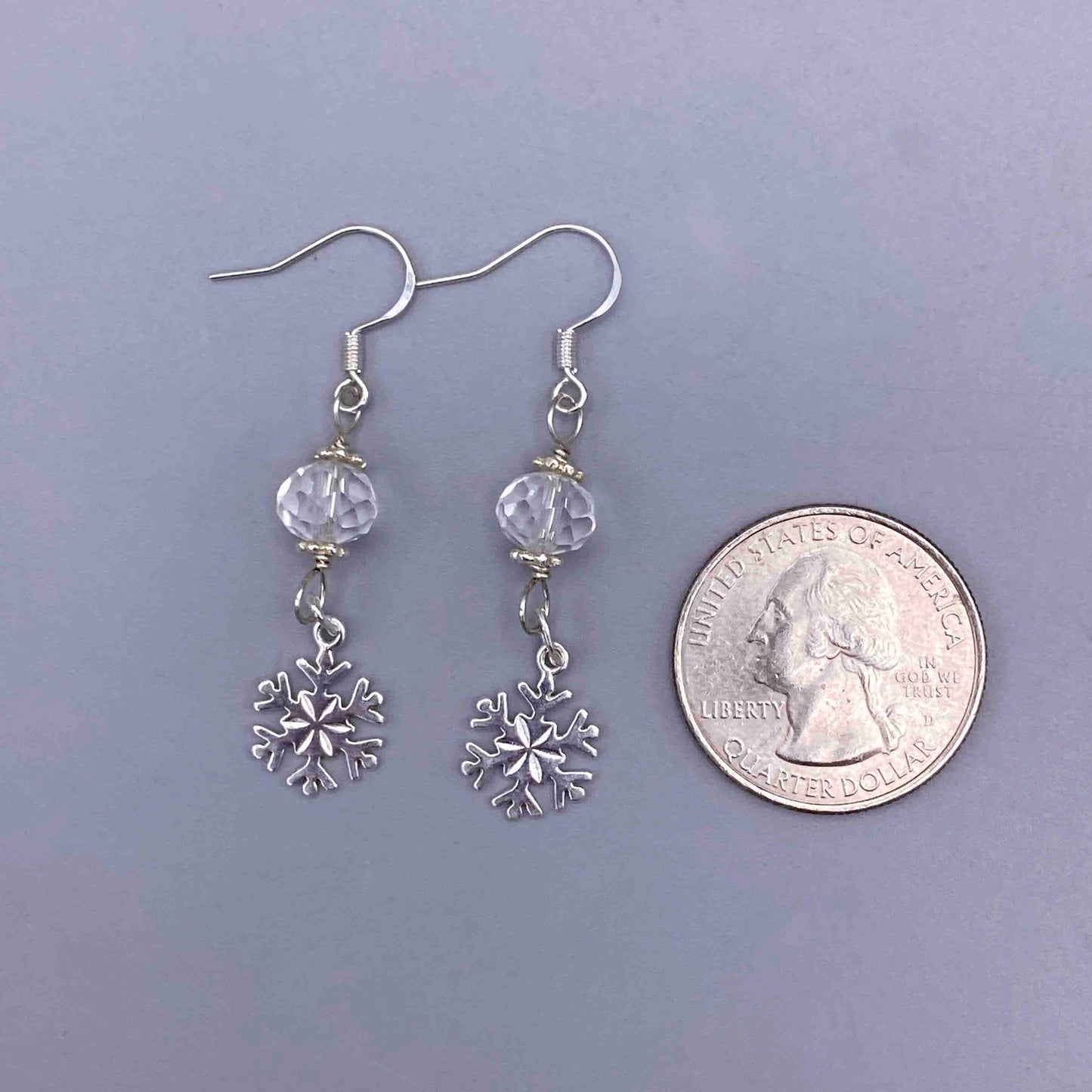 Sterling Silver Snowflake and Quartz Earrings