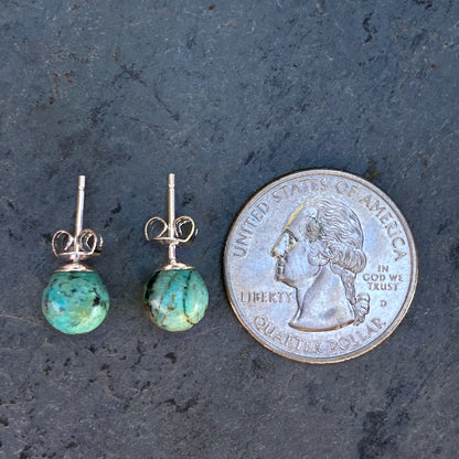 African Turquoise gemstone stud earrings