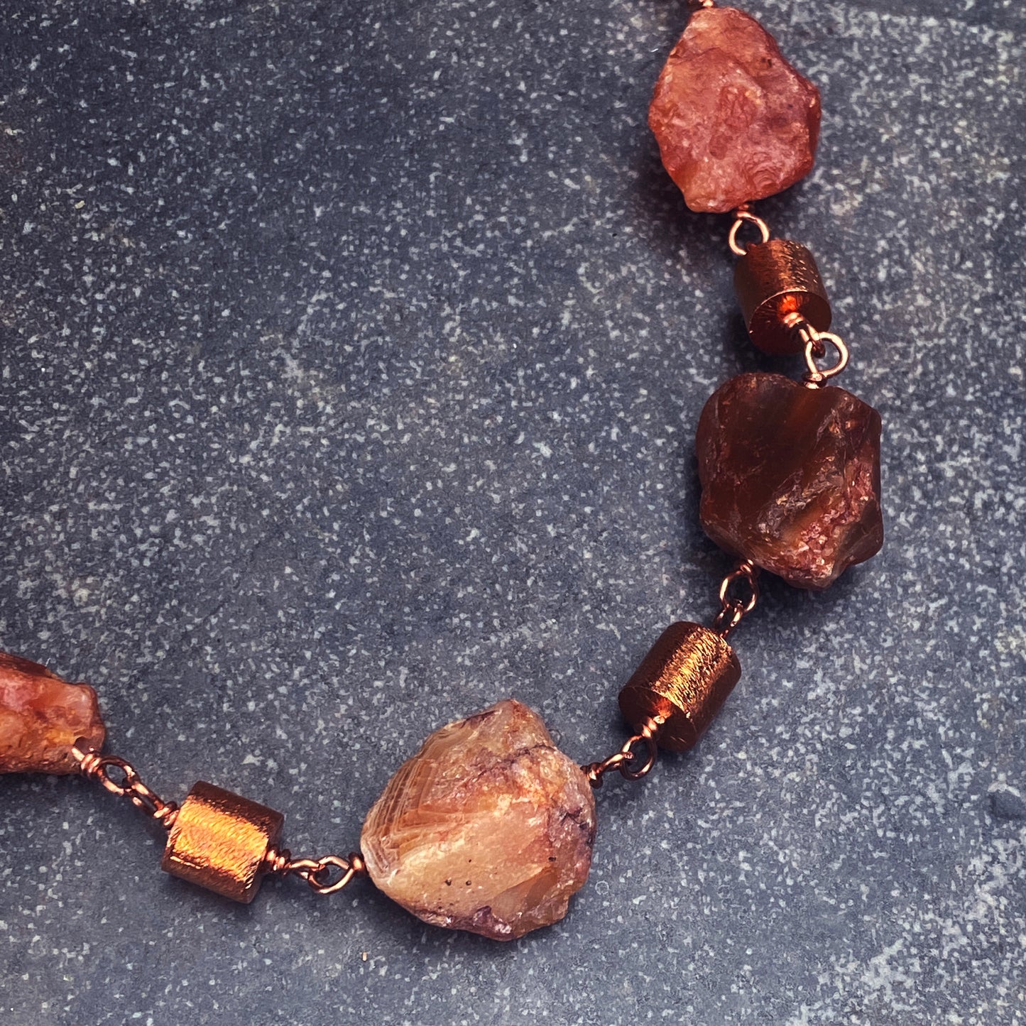 Chunky Carnelian and Copper Necklace