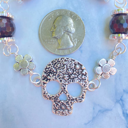 Sugar Skull and Gemstone Bracelets