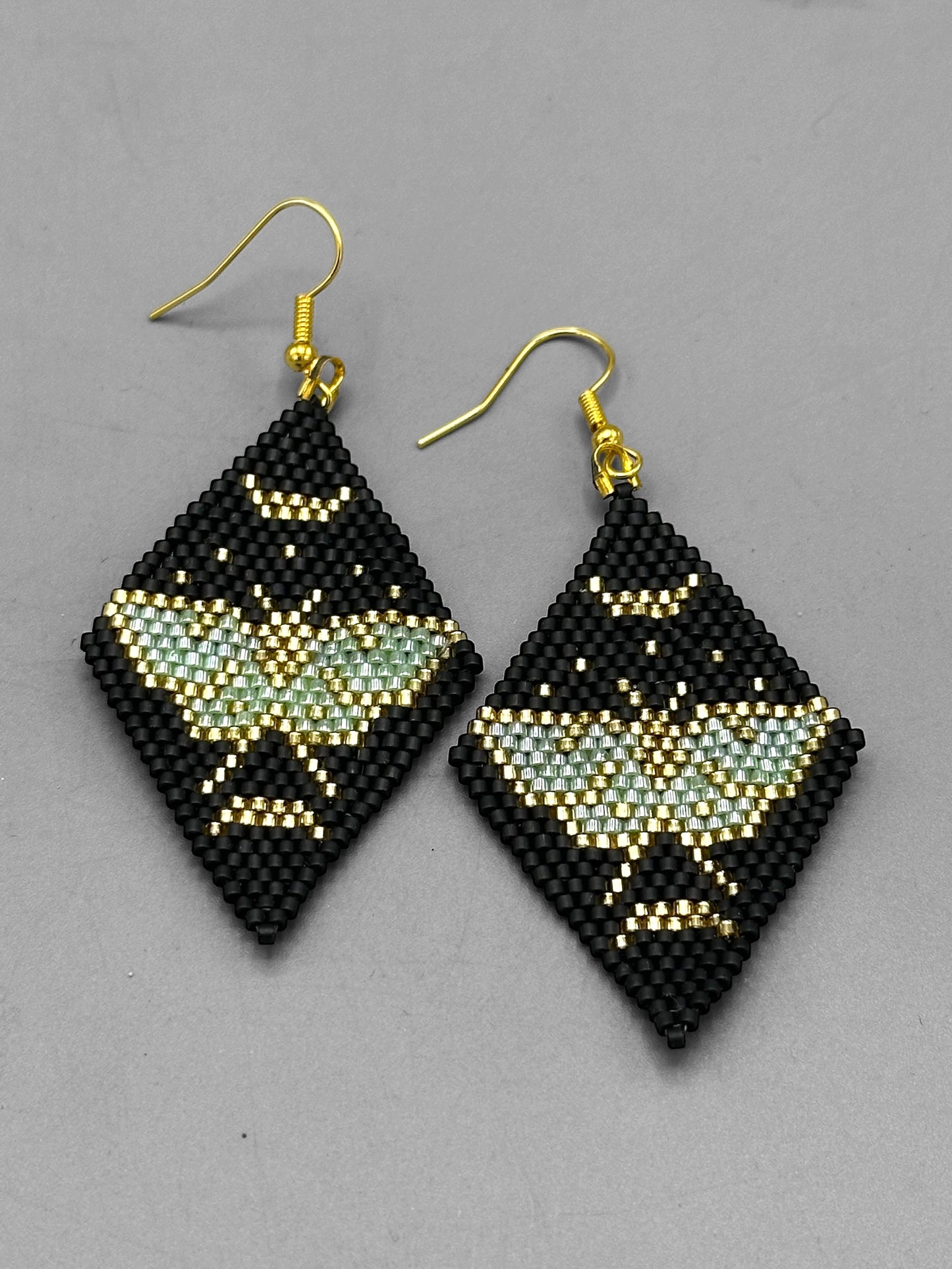 Lunar Moth Seed Bead handcrafted Earrings