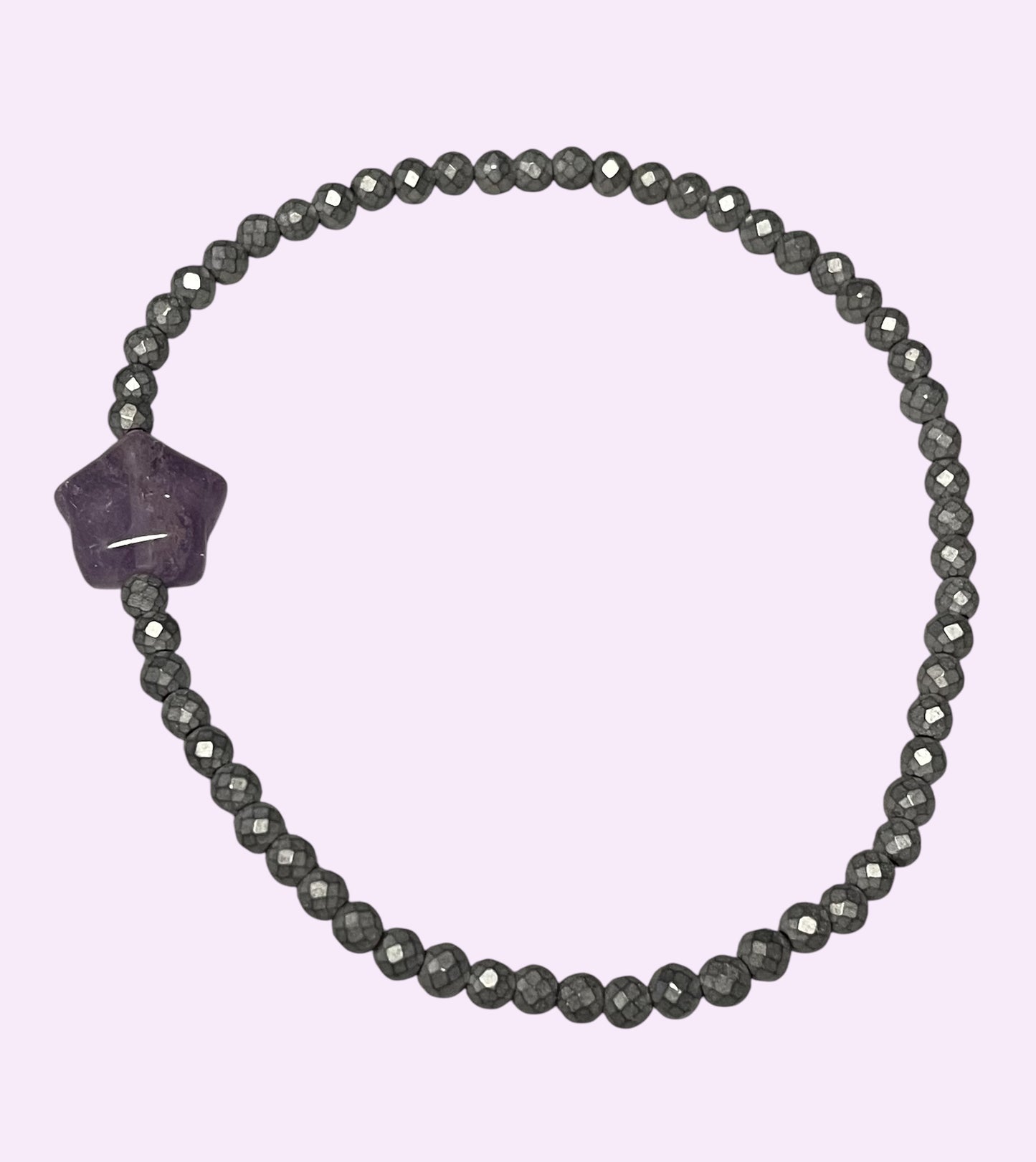 Dainty Amethyst Star and Hematite Bracelet