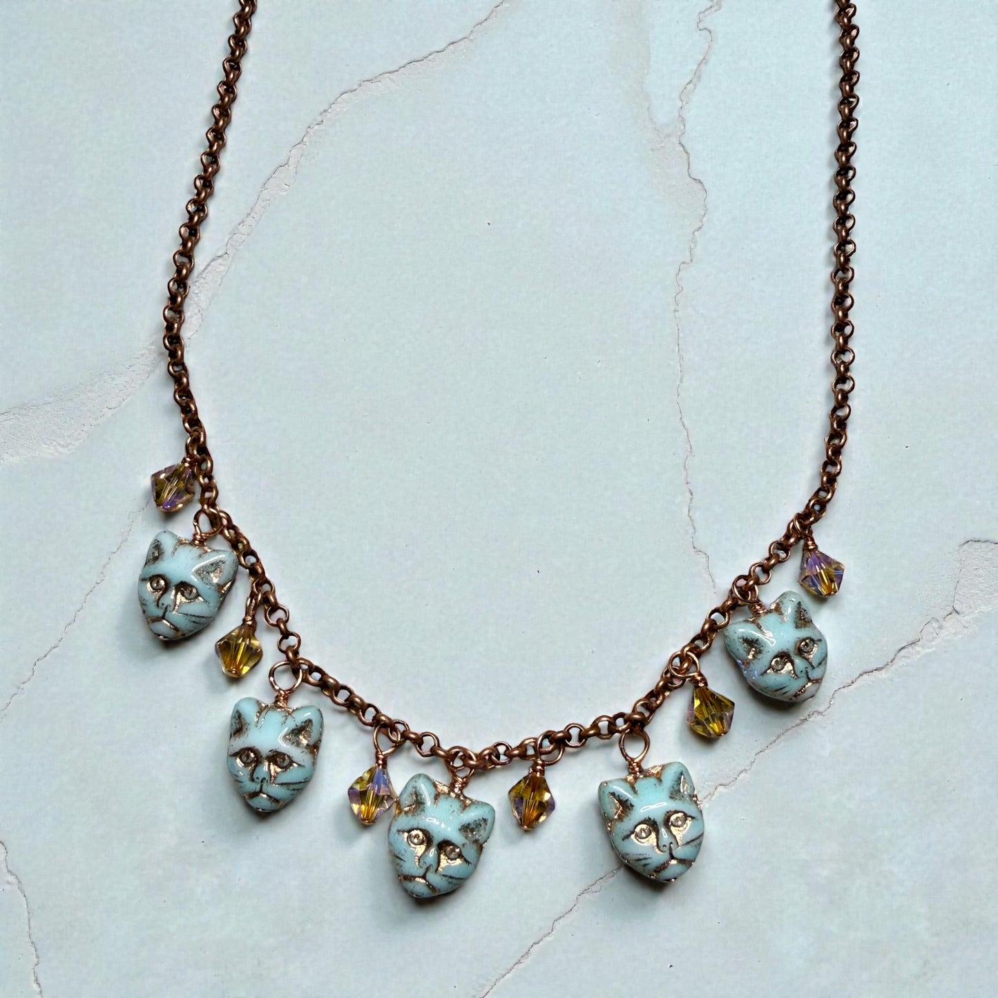 Glass beaded Kitty Cat Necklace