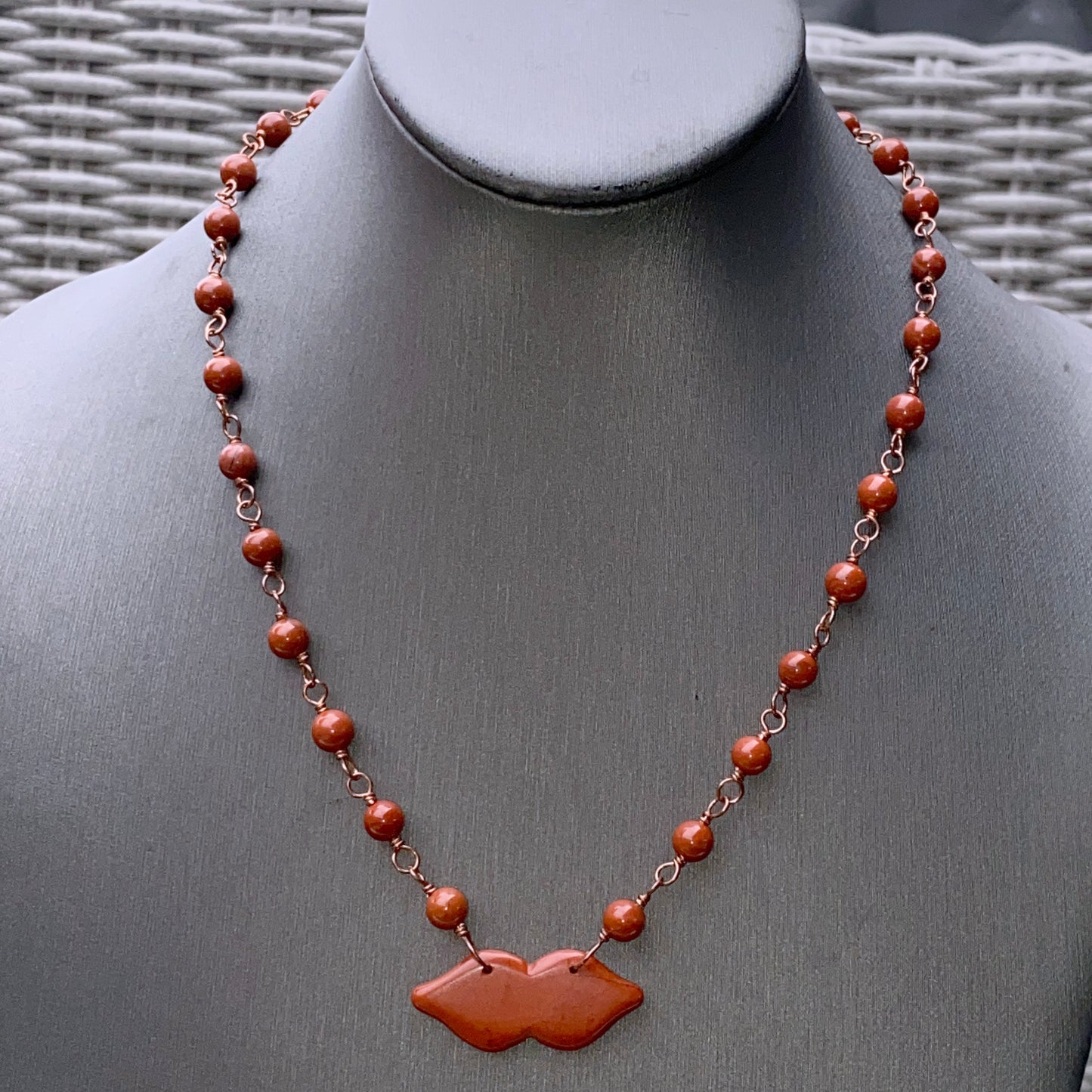 Red Jasper gemstone Lips Necklace