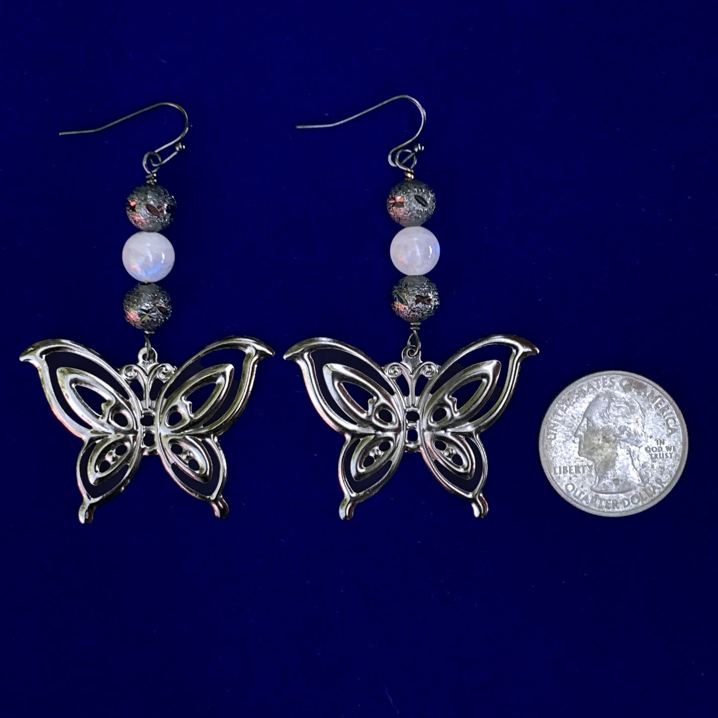 Moonstone gemstone and Butterfly Earrings