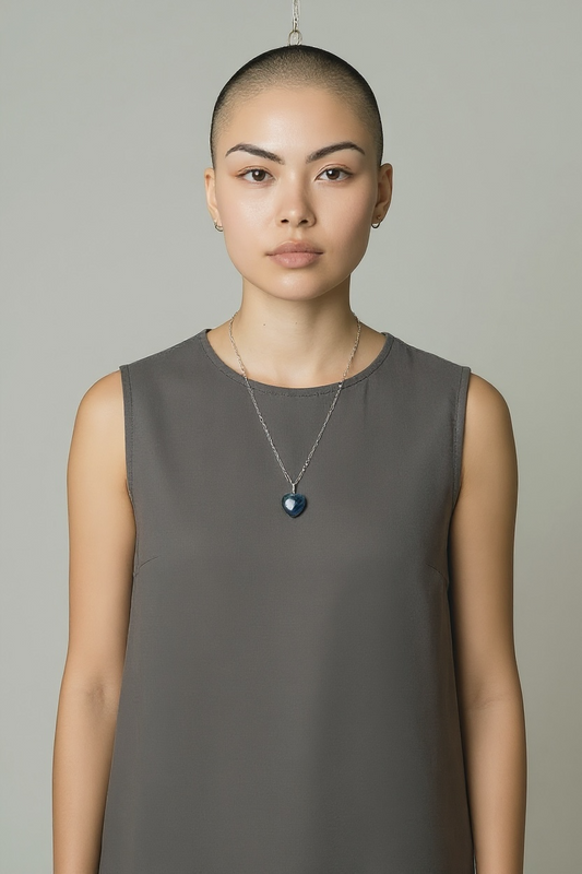 Labradorite Heart gemstone Pendant on labradorite and Silver Chain