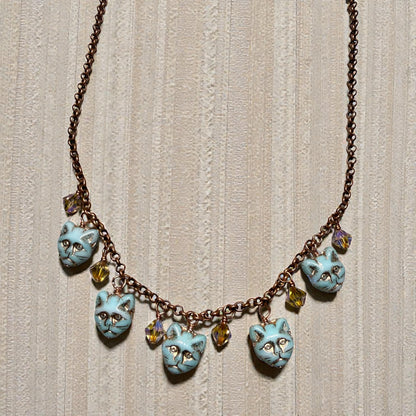 Glass beaded Kitty Cat Necklace