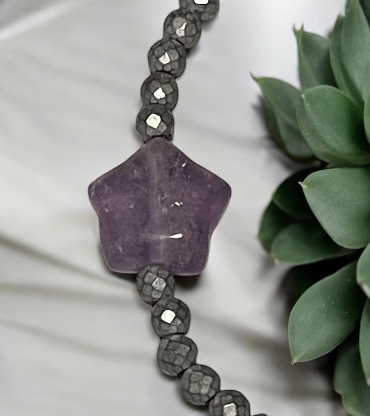 Dainty Amethyst Star and Hematite Bracelet