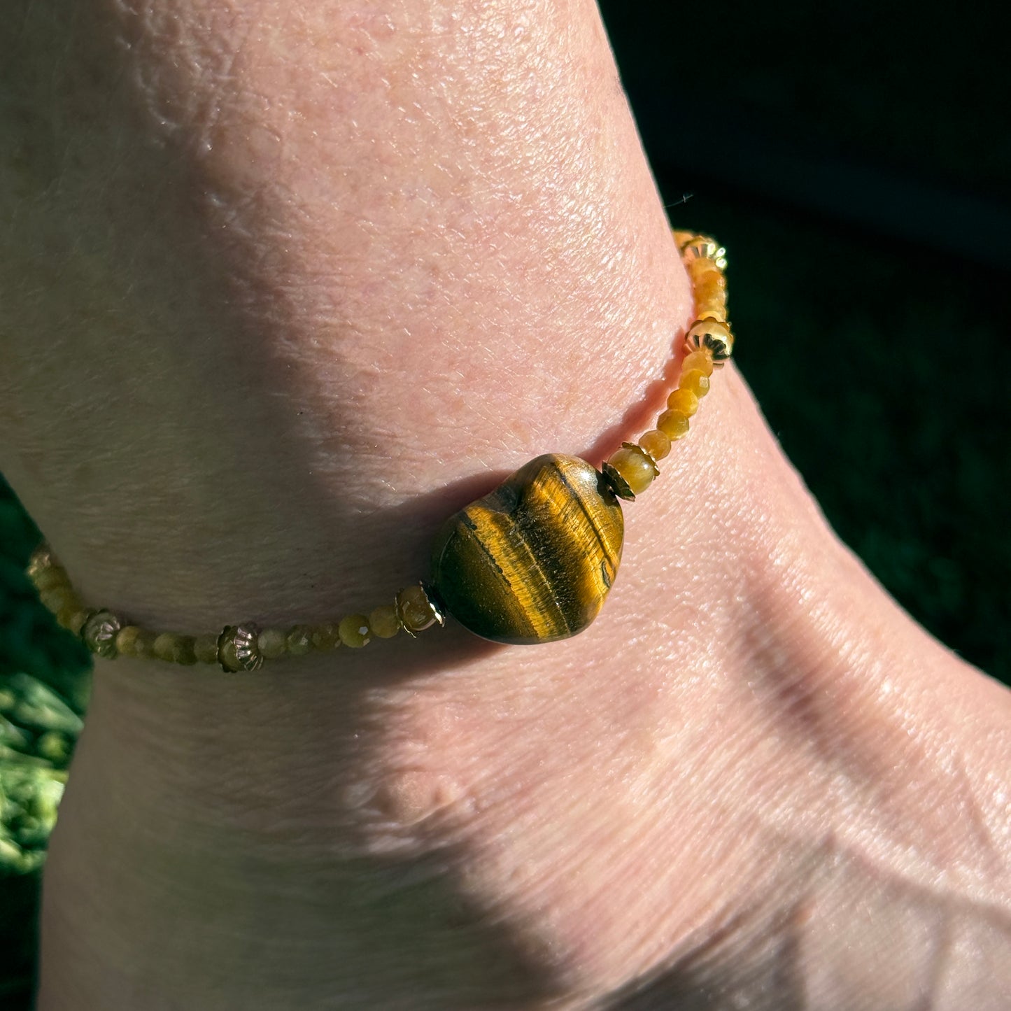 Tiger’s Eye Heart Anklet