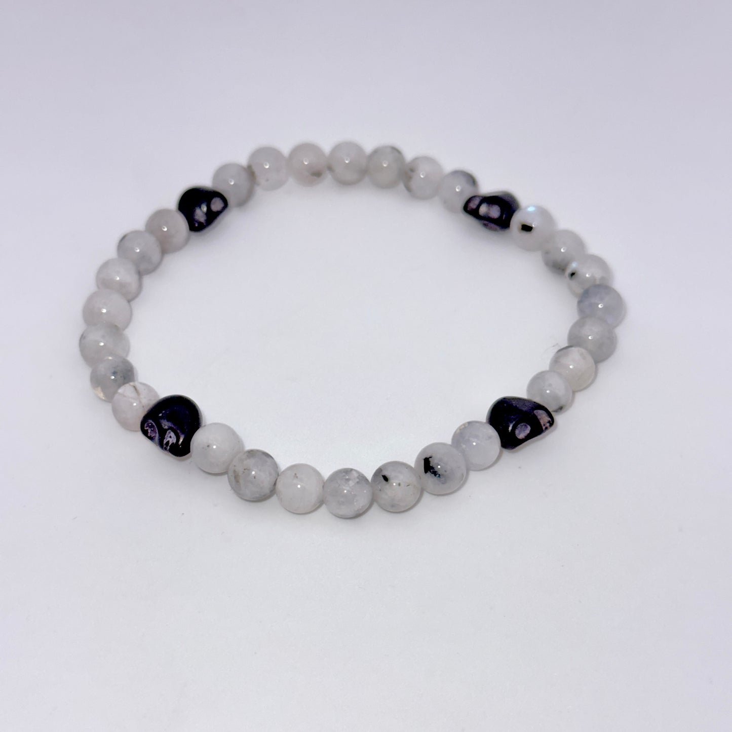 Moonstone and Howlite Skull Bracelet