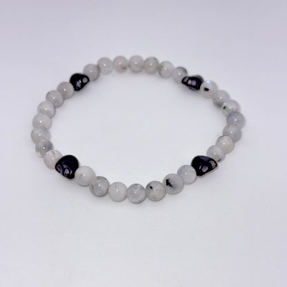 Moonstone and Howlite Skull Bracelet