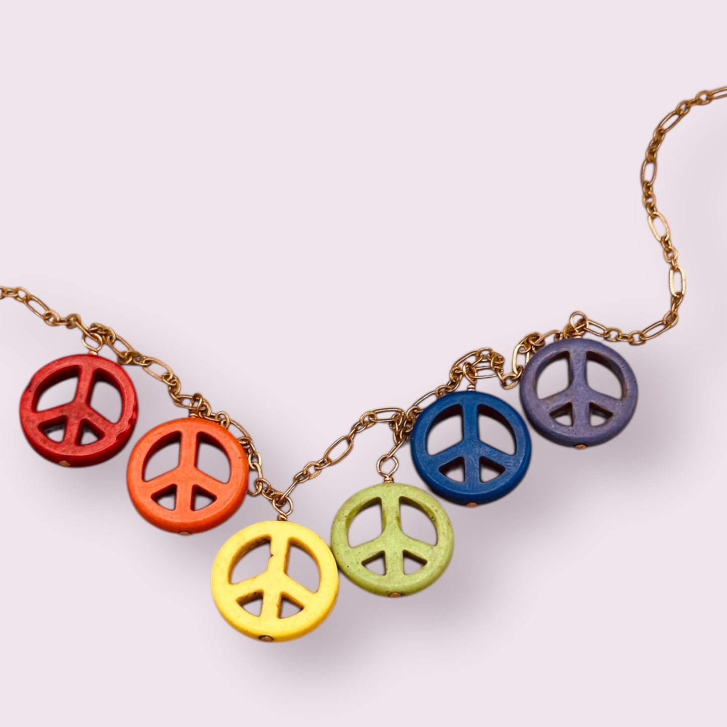 Howlite Peace Sign Pride Necklace