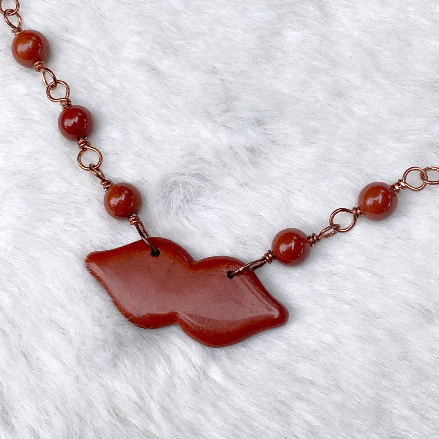 Red Jasper gemstone Lips Necklace