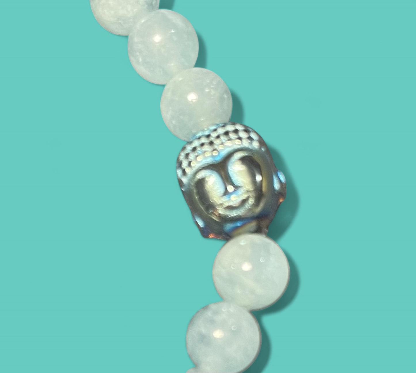 Aquamarine and Hematite Buddha bracelet