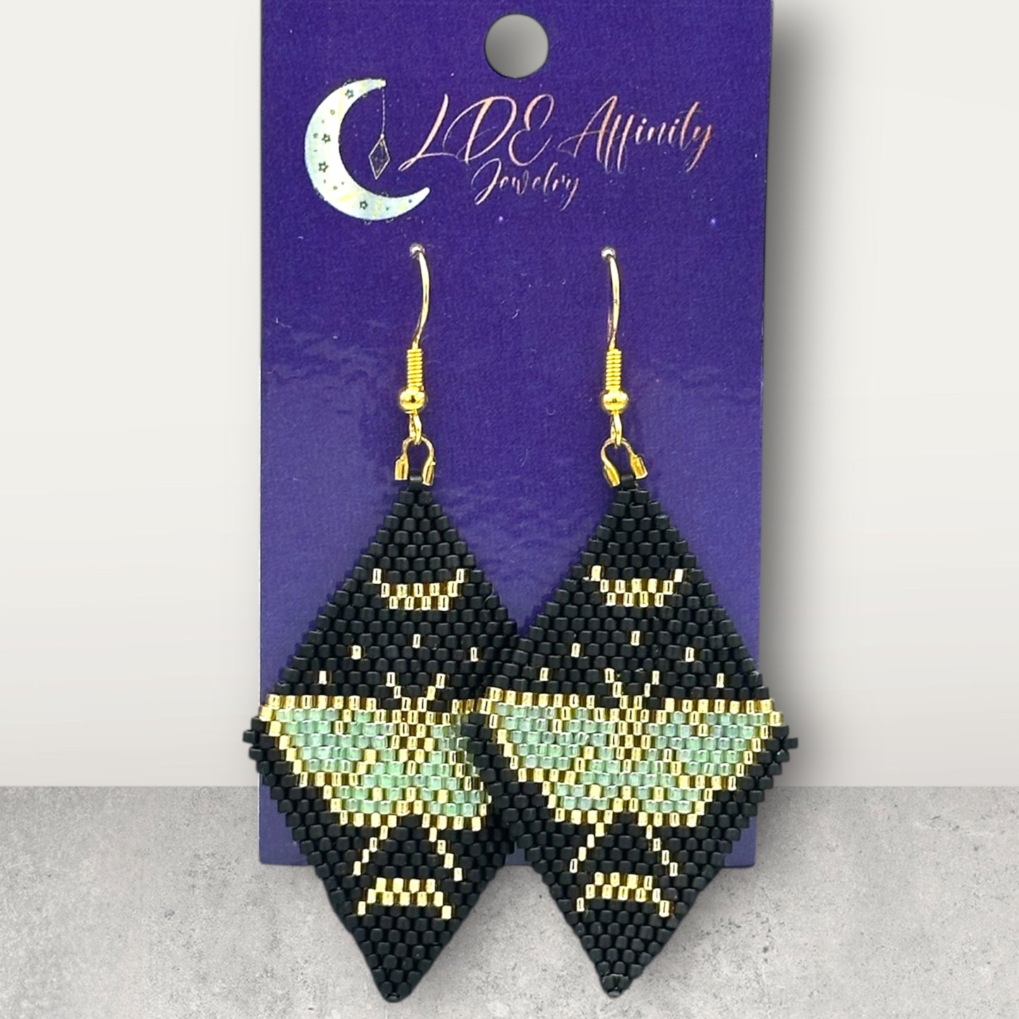 Lunar Moth Seed Bead handcrafted Earrings