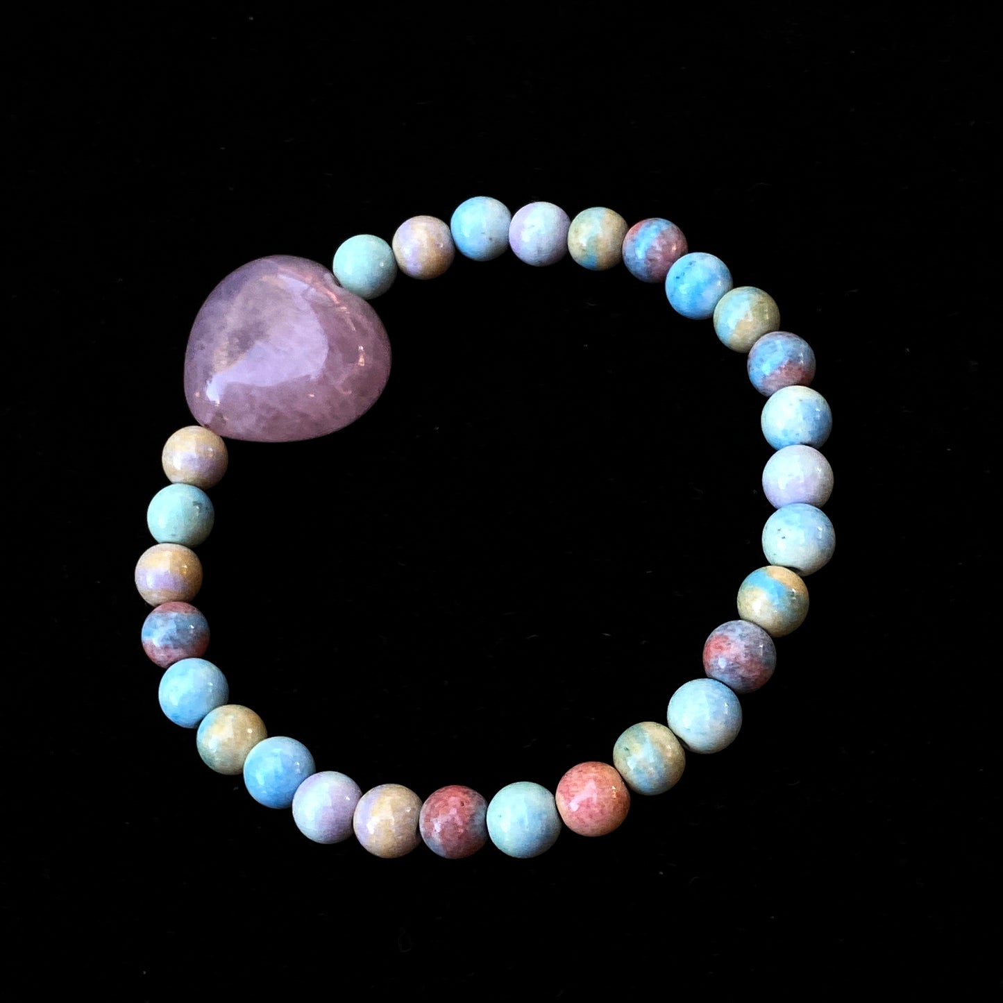 Alashan Agate and Rose Quartz Heart gemstone Bracelet