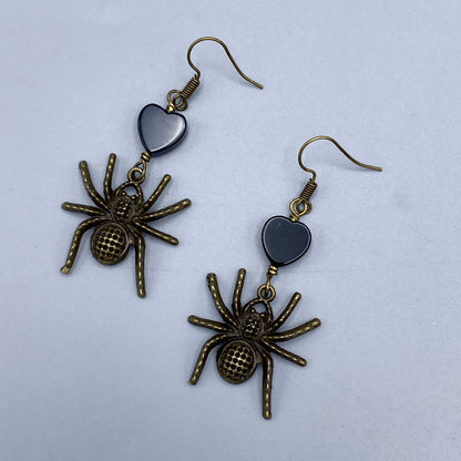 Spider and Onyx Dangle earrings