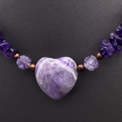 Amethyst gemstone Heart Necklace