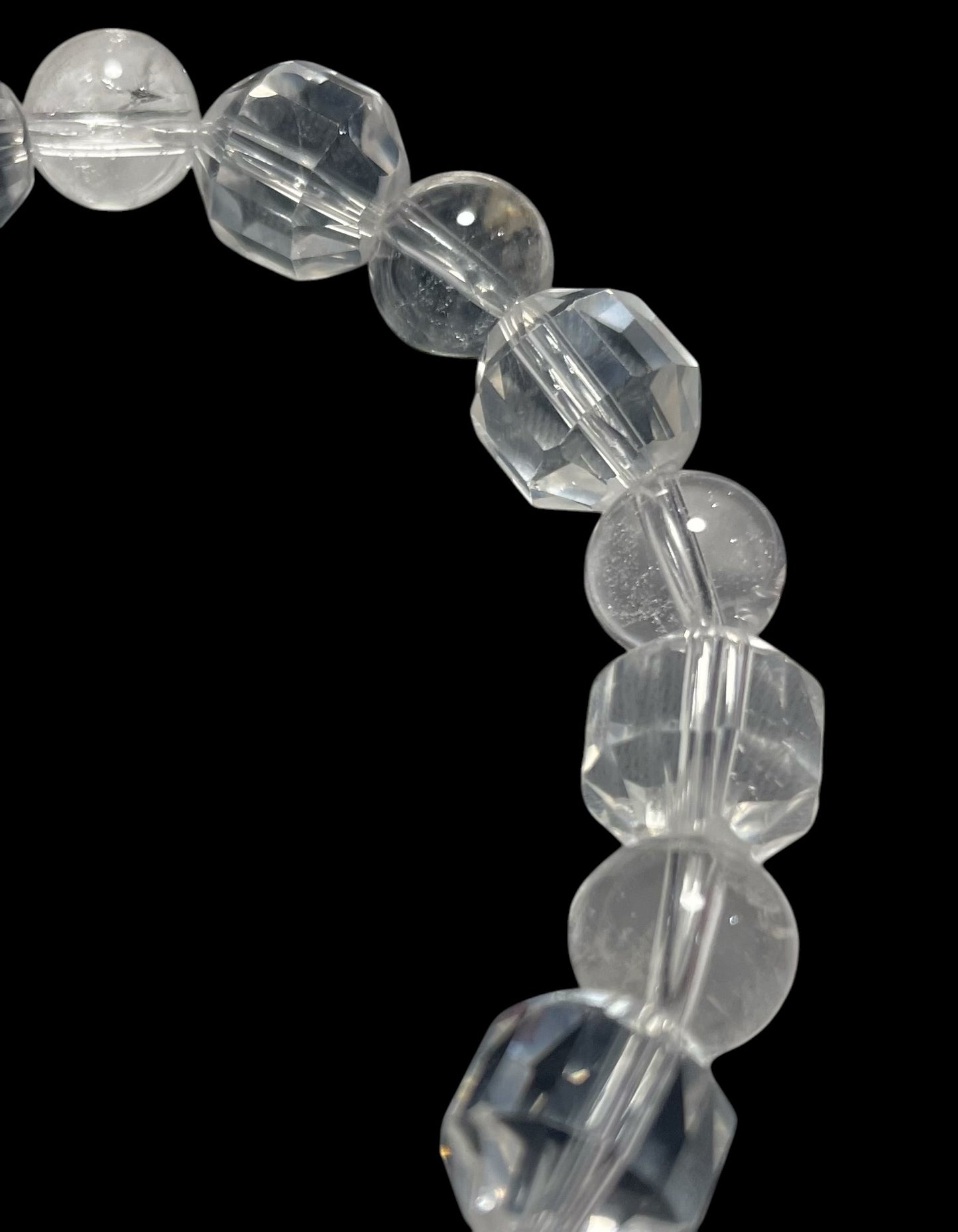 Double Point Clear Quartz Beaded Stretch Bracelet