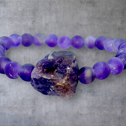 Raw Amethyst Beaded Bracelet