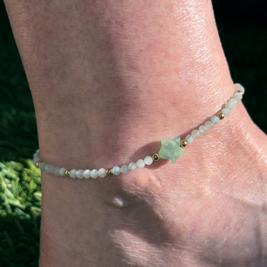 Aquamarine Star Anklet
