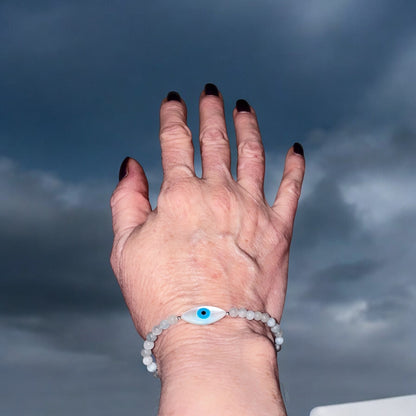 Aquamarine and Evil Eye Bracelet