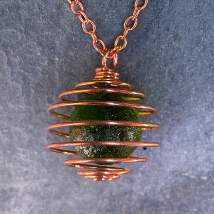 Moldavite and Copper Necklace