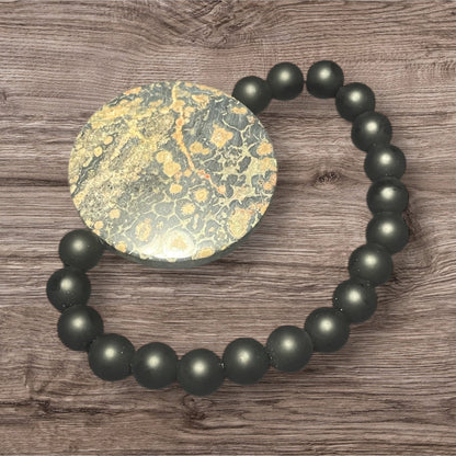 Leopard Print Jasper and Onyx Bracelet