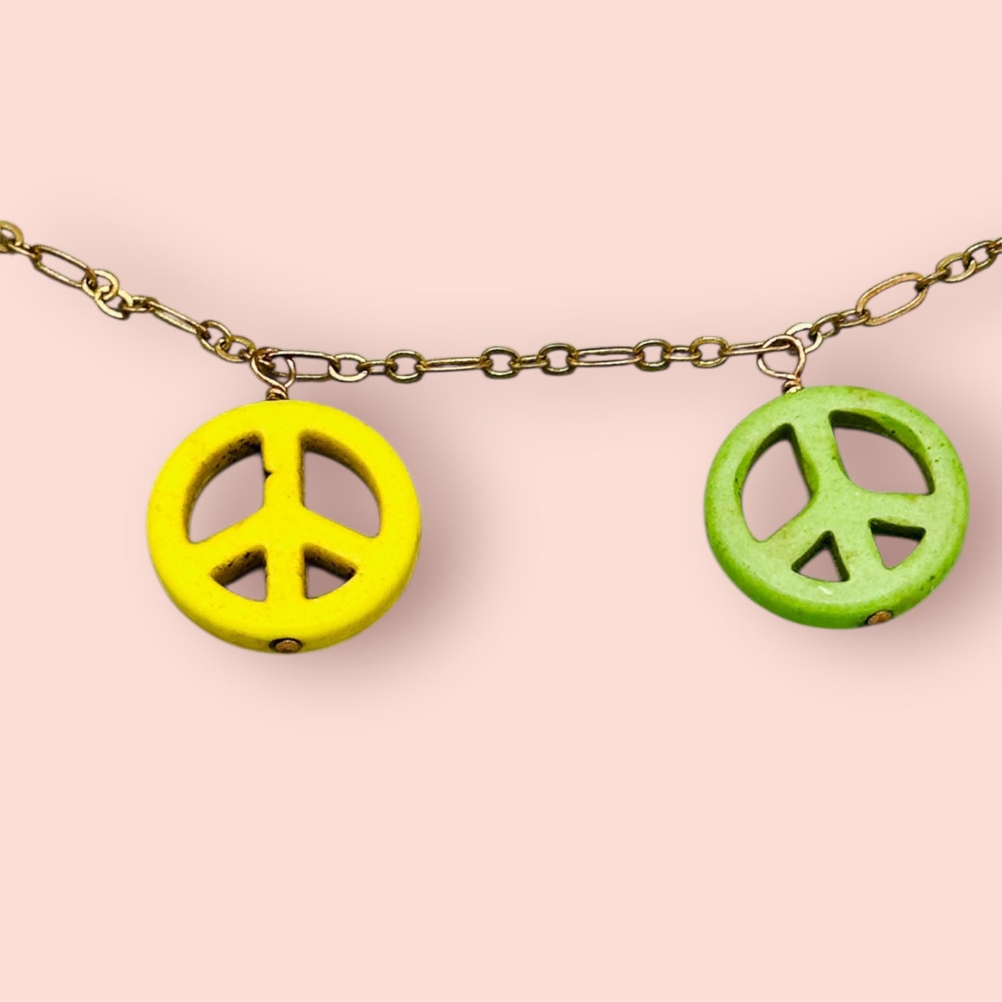 Howlite Peace Sign Pride Necklace