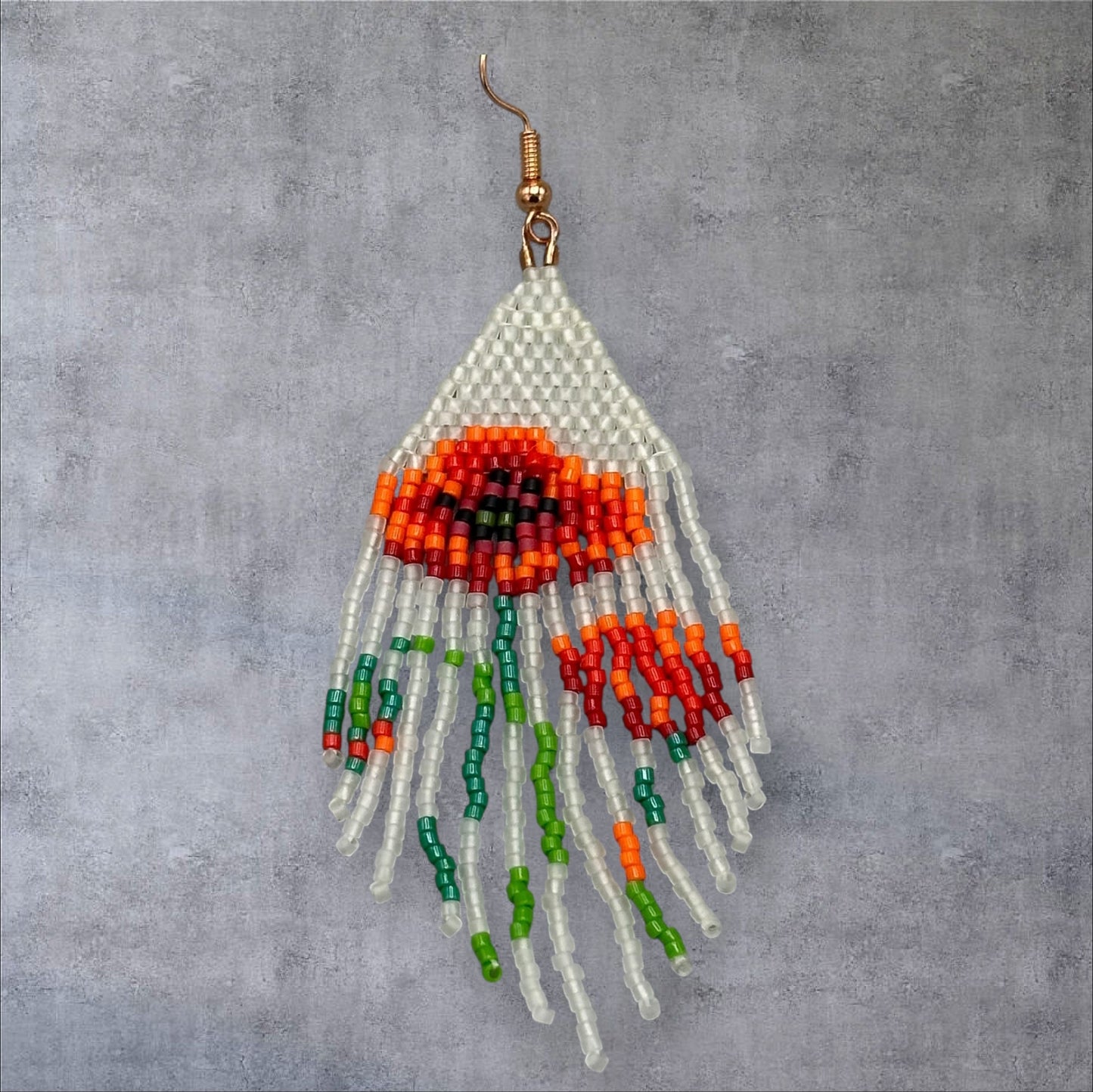 Poppy Flower Fringe Earrings