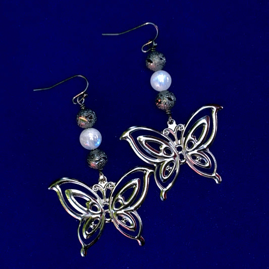 Moonstone gemstone and Butterfly Earrings