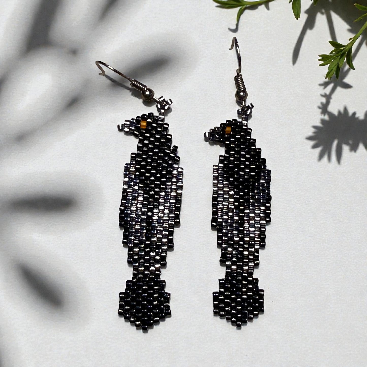 Black Raven seed bead earrings