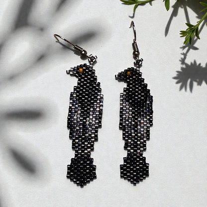 Black Raven seed bead earrings