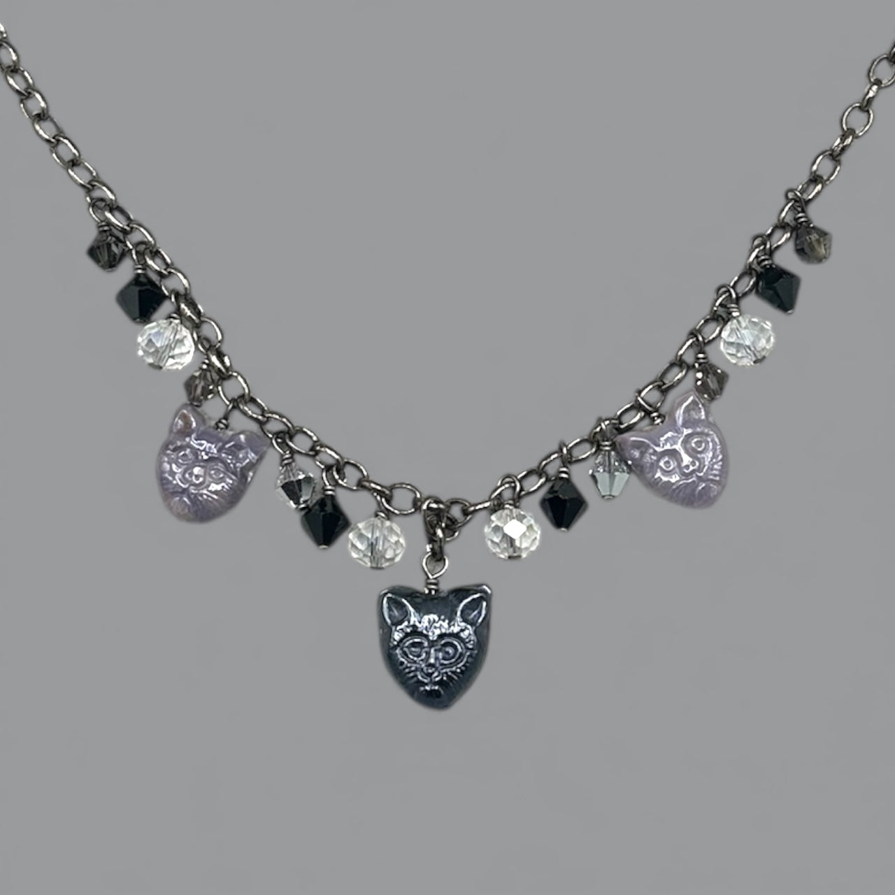 Glass beaded Kitty Cat Necklace