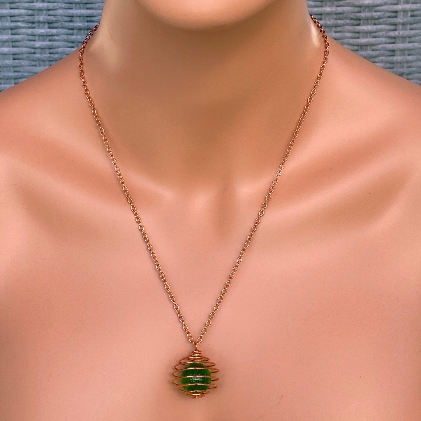 Moldavite and Copper Necklace