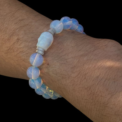 Opalite Skull Beaded Bracelet