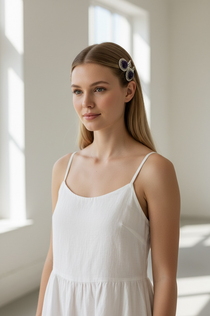 Amethyst Gemstone Barrette set