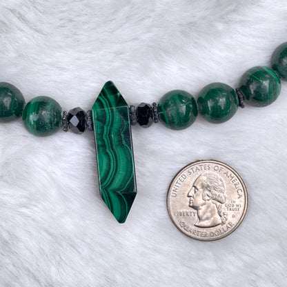 Rare Malachite gemstone Beaded Necklace