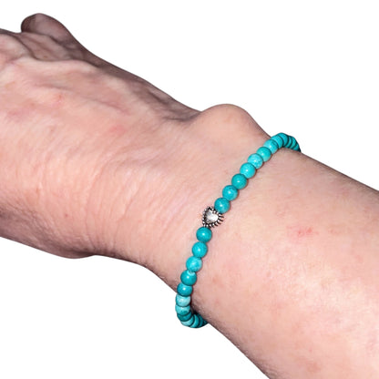 Turquoise and Sterling Silver Heart Bracelet