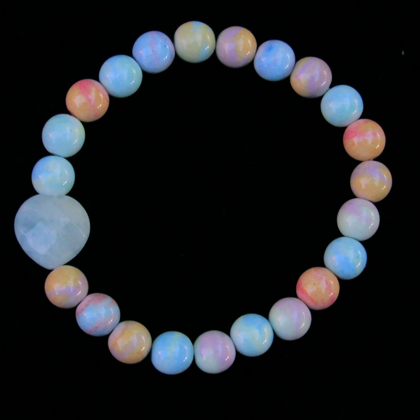 Alashan Agate and Aquamarine Heart gemstone Bracelet