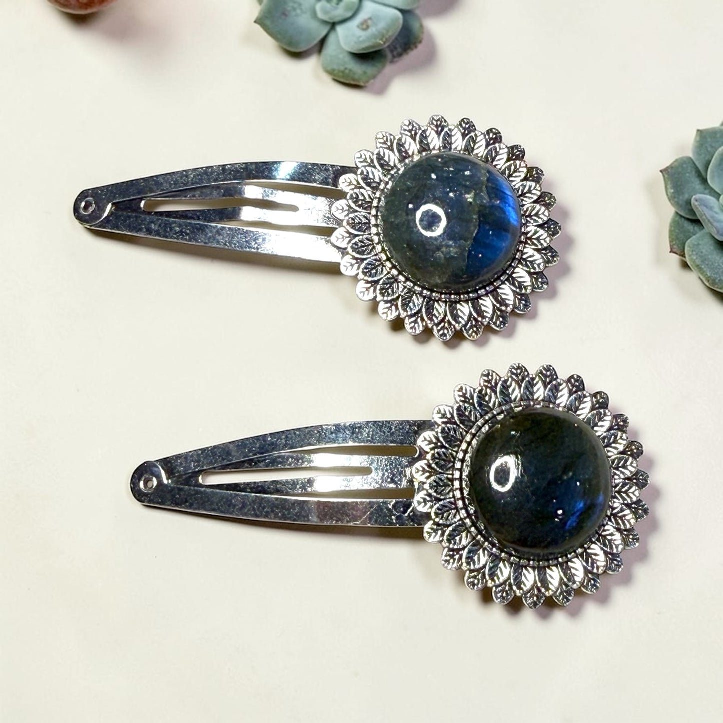 Labradorite Barrette set