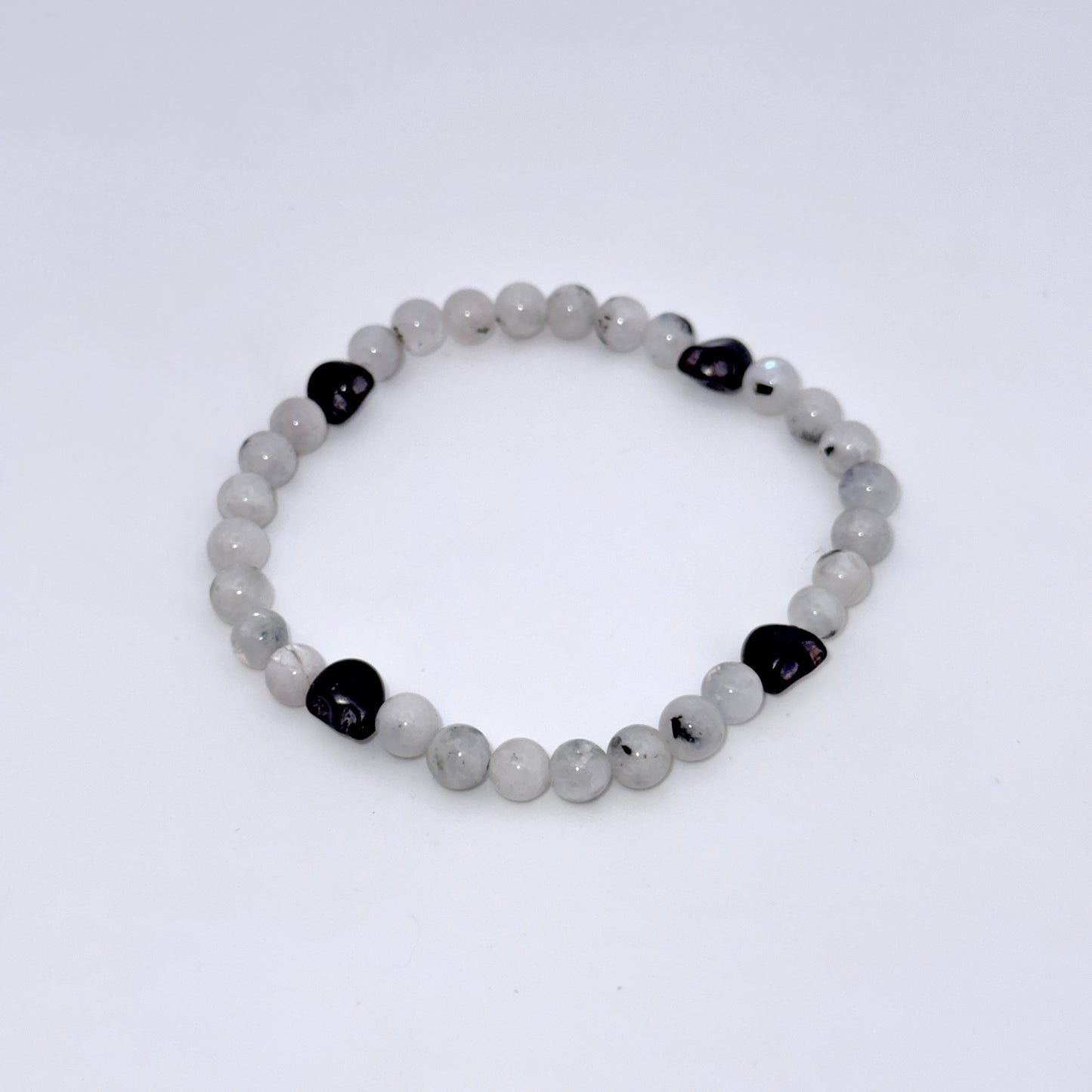 Moonstone and Howlite Skull Bracelet