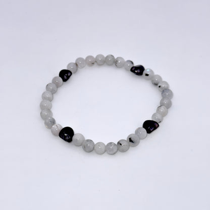 Moonstone and Howlite Skull Bracelet
