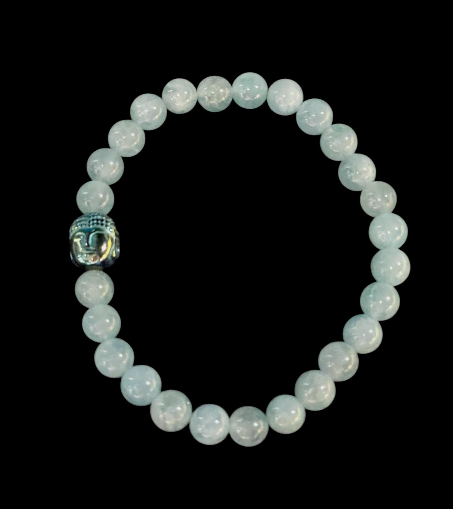 Aquamarine and Hematite Buddha bracelet