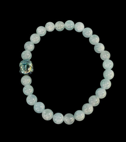 Aquamarine and Hematite Buddha bracelet