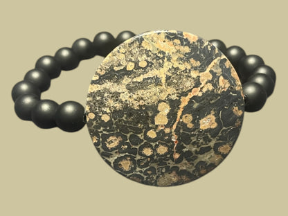 Leopard Print Jasper and Onyx Bracelet