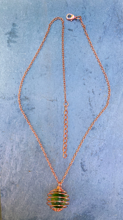 Moldavite and Copper Necklace