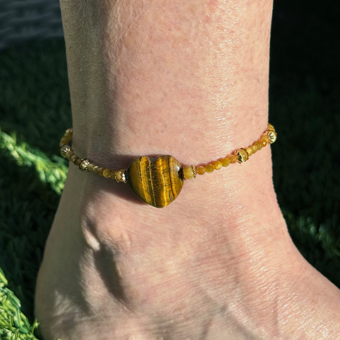 Tiger’s Eye Heart Anklet