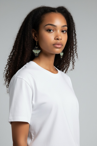 Lunar Moth Seed Bead handcrafted Earrings