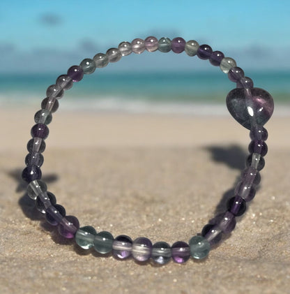 Rainbow Fluorite Heart Bracelet